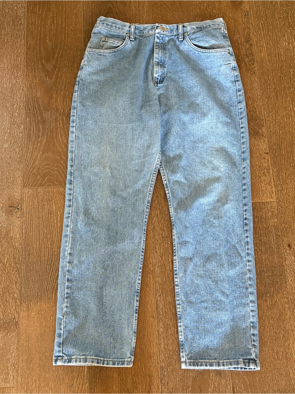 Vintage Wrangler Hero Regular Fit Straight Leg Jeans Stonewash Blue 36x32